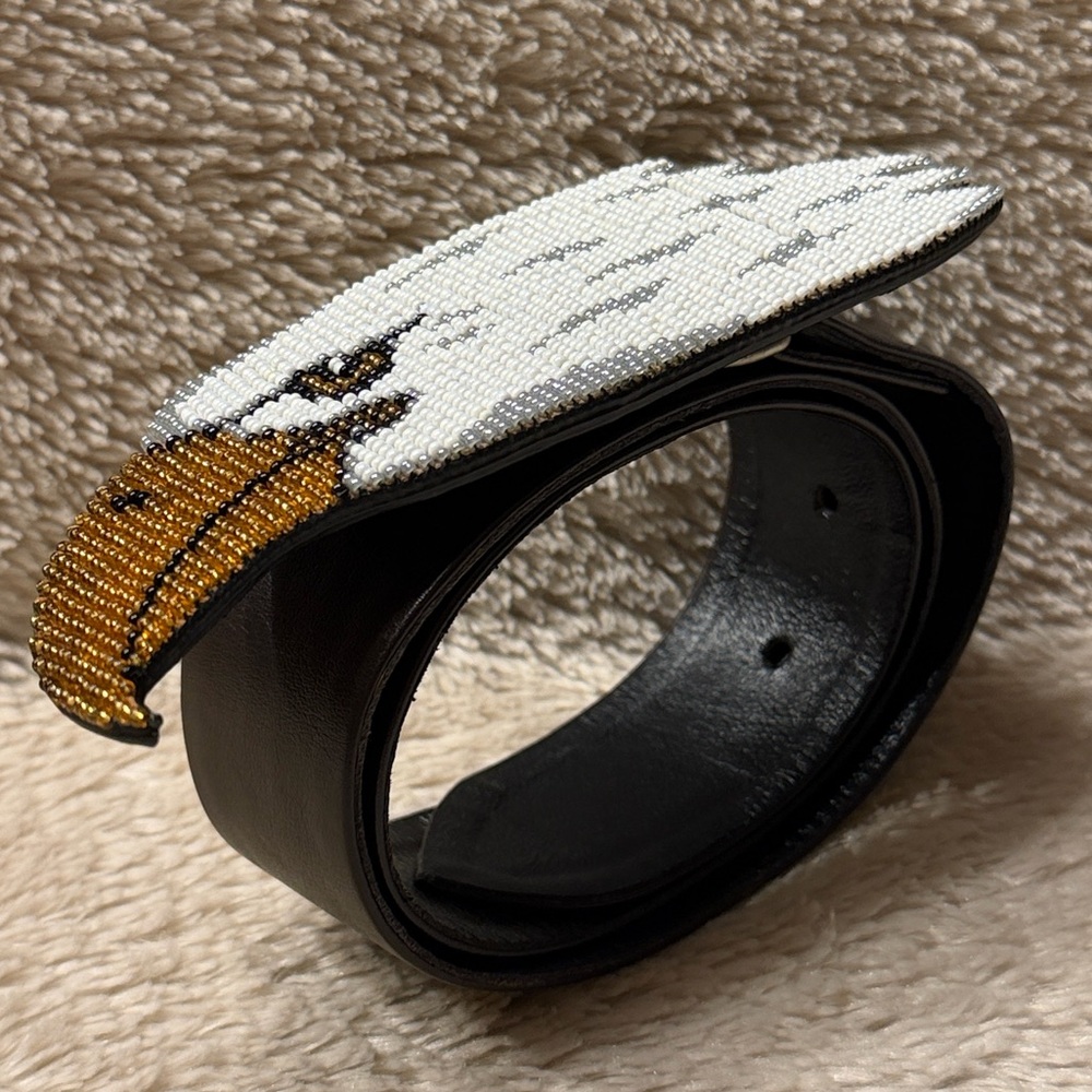 MARY B HETZ 1987 Signed and Dated Year Eagle Beaded Buckle Belt - Picture 2 of 9